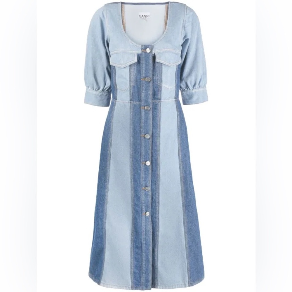 GANNI Women’s panelled midi organic cotton dress EU 48 US 16 2XL